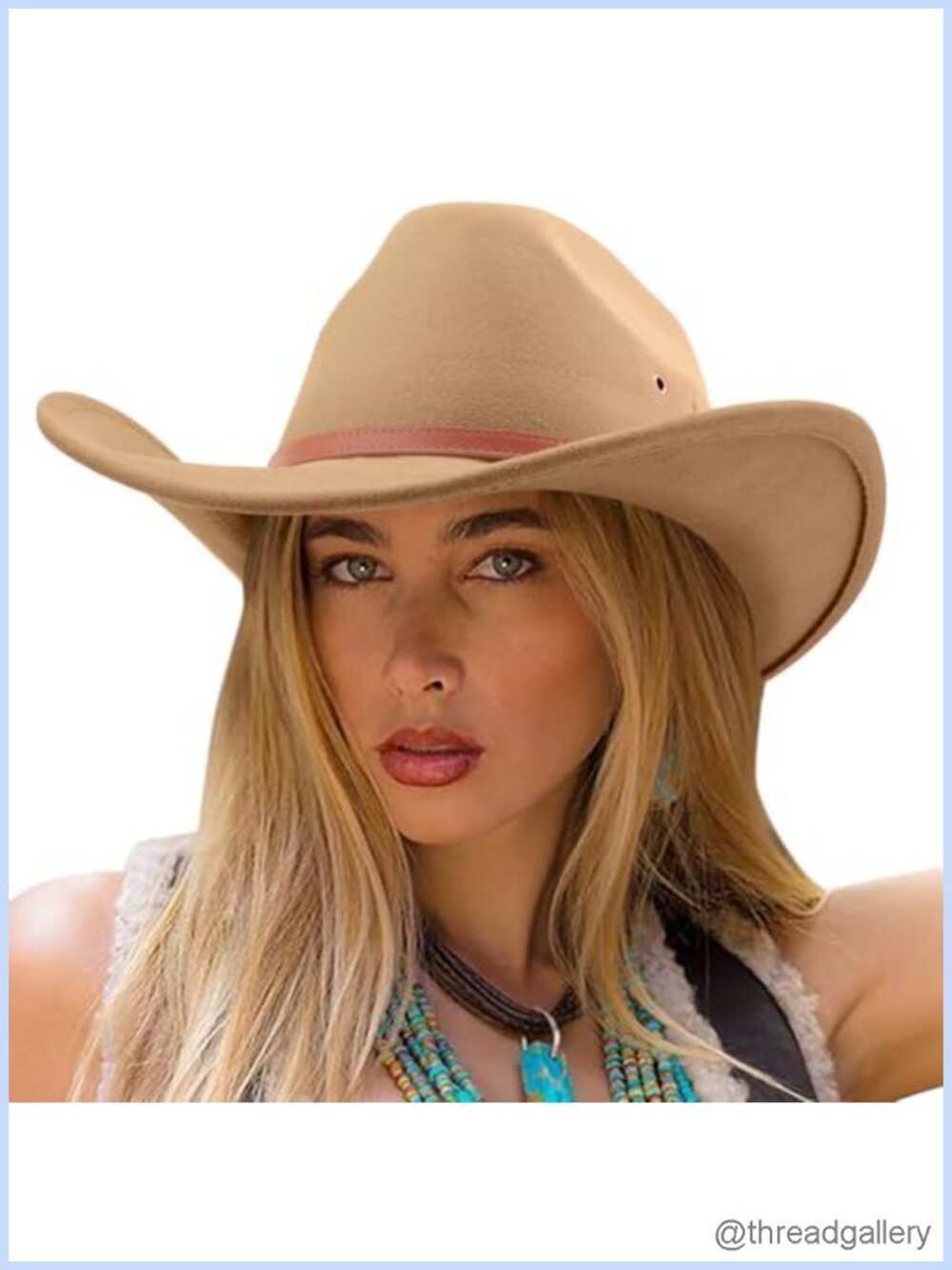 Western Felt Cowboy Hat Wide Brim Belt Buckle Unisex Adult